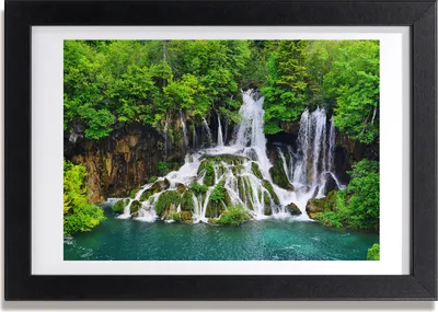 Produktbild von Bild 30x20 MDF-Rahmen, Wandkunst Wasserfall in den Bergen