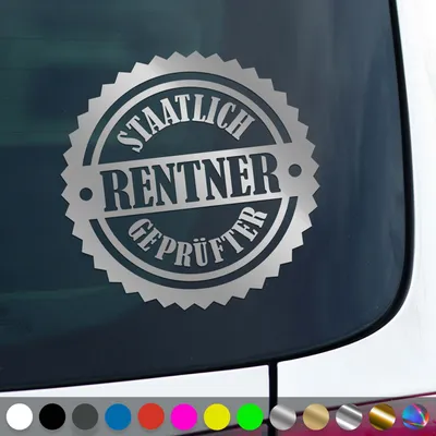 Produktbild von PantherPixel Rentner Aufkleber Senioren Rentnern Ruhestand Sticker Auto Geschenkidee Farbe Silber