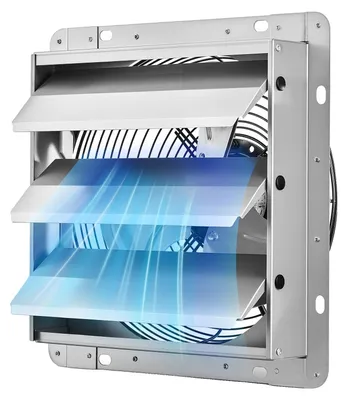 Imagen del producto de VEVOR Ventilador Extractor de Aire con Persiana 1400 RPM 25,5 W, Flujo de Aire de 6,5 m/s, Carcasa de Acero, Ventilador Industrial de Pared con Cable Precableado para Garaje, Taller, Cobertizo y Ático