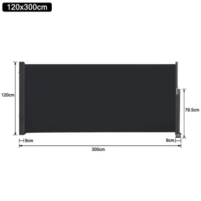 Obrázek produktu pro LARS360 120x300cm boční markýza nástěnná markýza výsuvná zástěna na soukromí markýza boční roleta ochrana proti slunci a větru neprůhledná antracitová