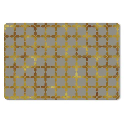 Produktbild von MuchoWow® Schreibtischunterlage Muster - Gold - Quadratisch - Grau 60x40 cm - XXL Mauspad - Großes Mauspad