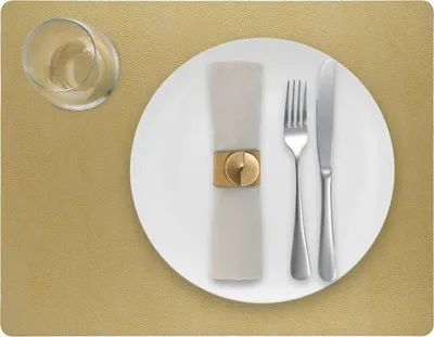 Produktbild von Tischset Skinnatur Gold - Platzdeckchen - Platzset - Rechteckig - Recyceltes Leder - Gelb - 45x35cm - 1 Stück