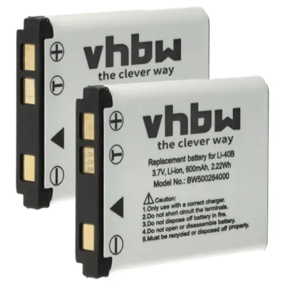Produktbild von vhbw 2x Akku kompatibel mit Kodak EasyShare M550, M565, M575, M583, M873, M883, M577, M580, M750, MD30, M5370, M552 Kamera (600 mAh, 3,7 V, Li-Ion)