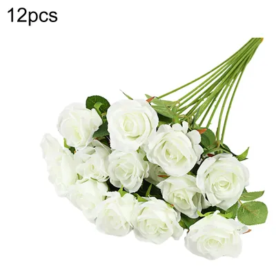 Produktbild von Künstlicher Rosenstrauß mit realistischem, langstieligem Kunstseidenrosen-Bouquet für Valentinstag, Heimdekoration, Hochzeit, Party, Tischdekoration