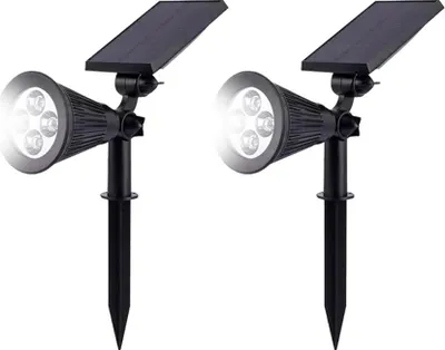 Produktbild von 2er-Pack Solar-LED-Außenstrahler für die Gartenbeleuchtung auf Terrasse und Garten,4LED