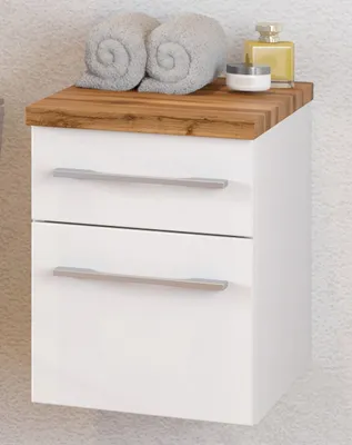 Produktbild von Unterschrank Badschrank Hängeschrank Badezimmerschrank Schrank Bad "Davos I" Weiß/Weiß-Matt