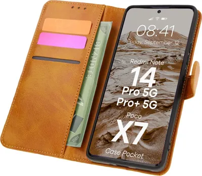Produktbild von Bizon Case Pocket Xiaomi Redmi Note 14 Pro 5G / Poco X7 braun