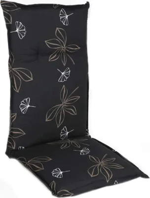 Produktbild von Universal Hochlehner Auflage schwarz - Senegal - Garten Stuhl Polster Sitz Kissen mit Blumen