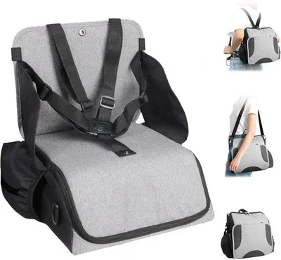 Productafbeelding van Unyqoos® Opvouwbare kinderstoel met 5-puntsgordel, verstelbare schouderbanden, opbergvak en draagriem – lichtgewicht, inklapbaar voor thuis en onderweg
