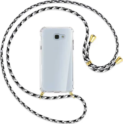 Produktbild von Handykette Backcover-Schutzhülle mit Band (Metall goldfarben) für Samsung Galaxy A5 2017 - schwarz/grau/weiß