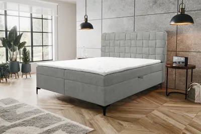 Image de VENASI ROMA Lit boxspring 160x200 avec 2 tiroirs de lit et matelas TOPPER H2/H3 GRIS Aragon 83