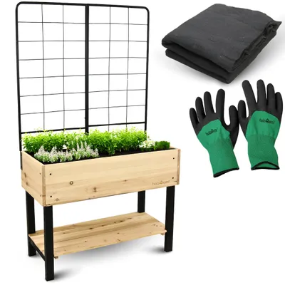Produktbild von Hochbeet mit Rankgitter aus Metall I Ideal für den Balkon oder Terrasse
