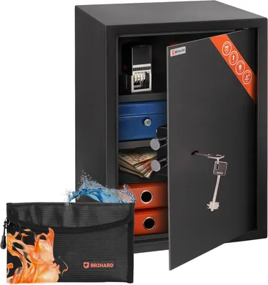Produktbild von Business XL Tresor Safe mit Schlüssel-Schloss, 50x35x36cm (HxWxD), Titan Grau