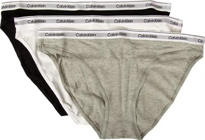 Obrázek produktu pro CK CALVIN KLEIN Dámské kalhotky, balení po 3 kusech, viditelné elastické kalhotky, strečová bavlna, číslo výrobku QD5207E, velikost L, 90 % bavlna, 10 % Elastan