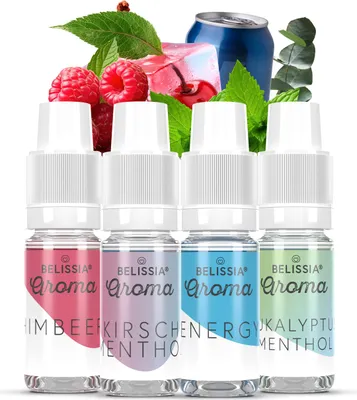 Produktbild von Belissia Lebensmittelaroma Set Fruchtige Kühle - 4x10ml Hochdosiertes Aroma - Kalorienfrei, Vegan - Für Speisen, Getränke, Shake, Quark uvm.