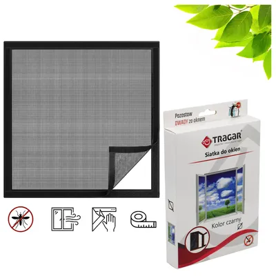 Zdjęcie produktu dla Siatka do Okien 110x130cm Czarna Moskitiera na Insekty Owady z Rzepem