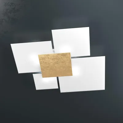 Obrázok produktu pre Moderné stropné svietidlo Upgrade Metal Gold Leaf And Glass 4 Lights E27 91Cm