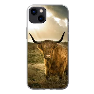 Produktbild von MuchoWow® Handyhülle Schutzhülle Hülle für iPhone 13 Schottischer Hochländer - Sonne - Tiere Silikon Softcase Handy Hülle - Karteninhaber