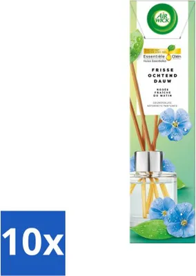 Produktbild von Air Wick - Duftstäbchen - Frischer Morgentau - Ätherische Öle - 40 ml - Vorteilspack - 10 Stücke