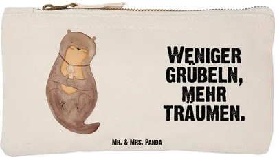 Produktbild von Mr. & Mrs. Panda Federtasche Otter Muschel Größe S Klein - Weiß - Geschenk, Optimistisch, Pouch, Positiv, Träumen, Kulturbeutel, Mäppchen, Schlampermäppchen, Seeotter