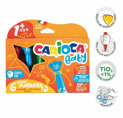 Zdjęcie produktu dla Carioca Marker 2+, Extra Pogrubiony, Wielobarwny, Końcówka pociskowa, Okrągły, Włochy, 2 lat(a)
