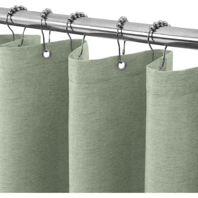 Immagine prodotto di Tenda da doccia in lino, color salvia, 122 x 182 cm, con anelli metallici, impermeabile, tessuto pesante, tenda per vasca da bagno