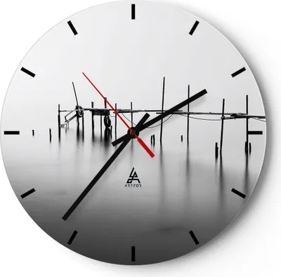 Produktbild von Wanduhr - Rund - Glasuhr - Meer Brücke Wasser - 30x30cm - Schleichendes Uhrwerk - Lautlos - zum Aufhängen bereit - Dekoration Modern - Wanddekoration aus Glas - C3AR30x30-3727