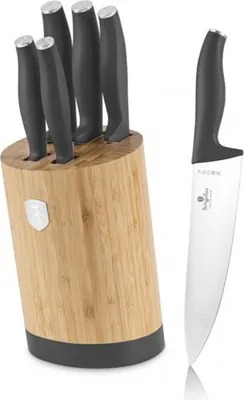 Obrázok produktu pre Sada nožov 6 kusov Antracit Berlinger Haus BH 2672, so stojanom z bambusu