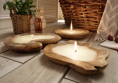 Produktbild von Kerze Teakholzschale 30cm Schale Natur