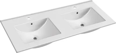 Immagine prodotto di Lavabo da appoggio 20331 doppia vasca Vetroceramica bianco 121.5x47x18H