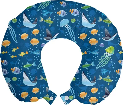 Produktbild von ABAKUHAUS Unter dem Meer Reisekissen Nackenstütze, Fisch Schildkröte Wasser, Schaumstoff Reiseartikel für Flugzeug und Auto, 30x30 cm, Dark Sky Blau Multicolor