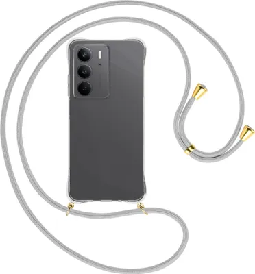 Produktbild von Handykette Backcover-Schutzhülle mit Band (Metall goldfarben) für Realme C75 4G - silbergrau