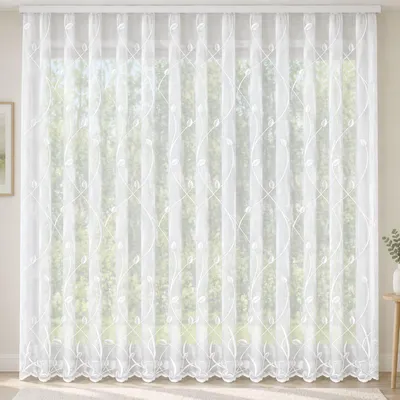 Produktbild von Fensterstore Jacquard mit Faltenband - Größe (HxB): 245x300cm Farbe: Weiß