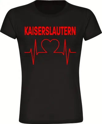 Produktbild von multifanshop Damen T-Shirt - Kaiserslautern - Herzschlag, schwarz, Größe S