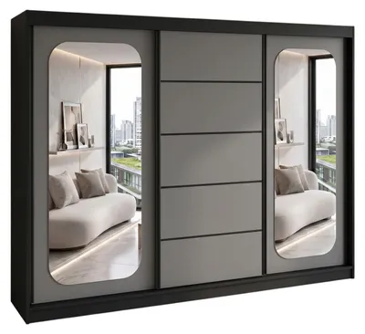 Produktbild von BELANO Schwebetürenschrank 200 cm mit Spiegel – Kleiderschrank mit Schiebetüren, Innenausstattung:  Comfort plus