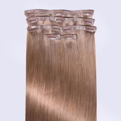 Produktbild von chaarmant Clip In Extensions Echthaar 40 cm 50 g – Haarverlängerung #10 Aschblond
