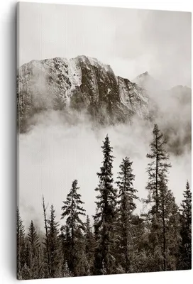 Produktbild von Bild auf Leinwand - Leinwandbild - Einteilig - Nebel Berg Wald - 50x70cm - Wand Bild - Wanddeko - Wandbilder - Leinwanddruck - Kunstdruck - Wanddekoration - Leinwand bilder - Wandbild - PA50x70-4936