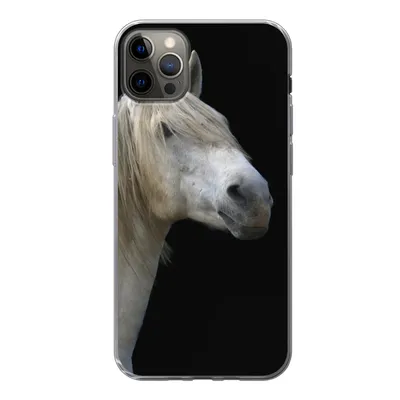 Produktbild von MuchoWow® Handyhülle Schutzhülle Hülle für iPhone 12 Pro Max Pferde - Pilz - Schwarz Silikon Softcase Handy Hülle - Hartschale