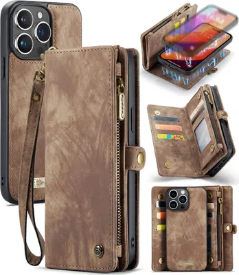 Produktbild von iPhone 16 Pro Hülle - CaseMe 008 2-in-1 Klapphülle & Back Cover mit Brieftasche - Braun
