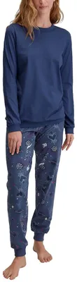 Produktbild von CALIDA Fruity Dreams Bündchen-Pyjama Damen Cobalt Blue 48-50