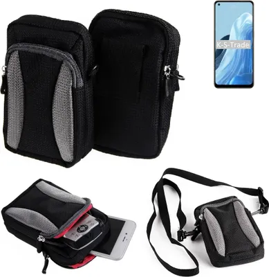 Produktbild von K-S-Trade Holster Schutz Hülle kompatibel mit Oppo Reno7 4G Handy Hülle Gürteltasche Umhängetasche mit Zusatzfach schwarz