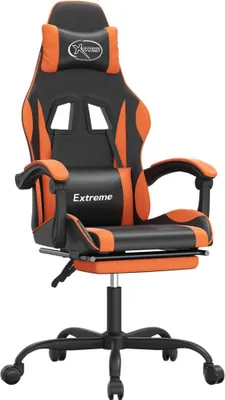 Immagine prodotto di vidaXL Sedia da gioco con poggiapiedi girevole in ecopelle nera e arancione