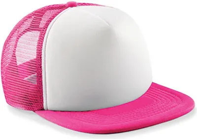 Produktbild von Beechfield B645B | Junior Vintage Snapback Trucker Cap / Kappe / Mütze / Hut - Farbe: Fuchsia/White - Größe: One Size