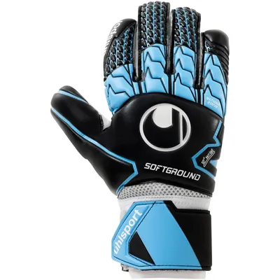 Zdjęcie produktu dla rękawice bramkarskie uhlsport Soft HN (Half Negative Cut) czarny/niebieski/biały 11