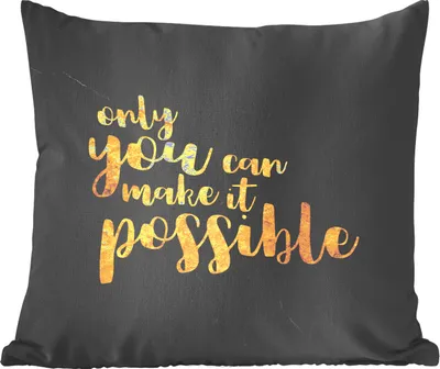 Produktbild von MuchoWow® Zierkissen Sofakissen Wohnzimmer Dekokissen 50x50 cm Zitat - Motivation - Marmor - Gold - Komfort - Sofakissen