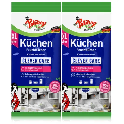 Produktbild von Poliboy Küchen Feuchttücher 48 Tücher - Lebensmittelsauber (2er Pack)