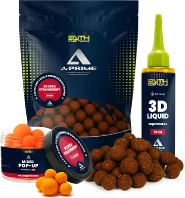 Produktbild von Faith A-Prime Boilie Kombi-Angebot - Erdbeere/Scopex