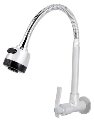 Produktbild von Edelstahl Wasserhahn für die Wandmontage in der Küche, 360° drehbare Küchenarmatur mit 2 Strahlarten, 1/2" Gewinde, Einhand-Wandarmatur
