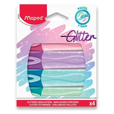 Obrázok produktu pre Maped 742046 Maped zvýrazňovač FLUO'PEPS Glitter PASTEL, balenie 4 ks