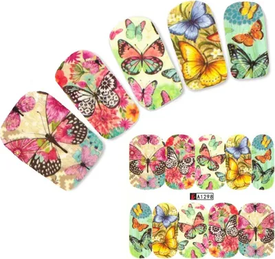 Produktbild von Tattoo Nail Blumen Schmetterling Aufkleber Nagel Sticker